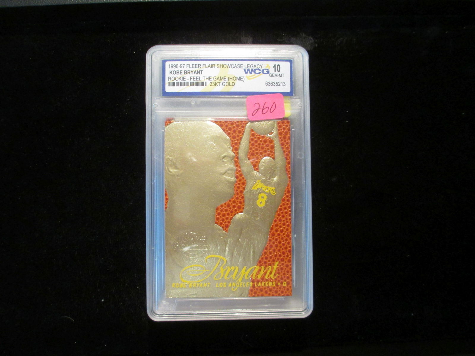 wcg graded 1996/7 kobe bryant mint 10 rookie 23kt gold (1 of 1)
