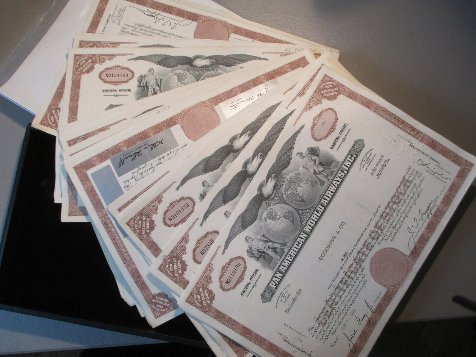 lot of 100 pan american world airways inc stock: all authentic and original