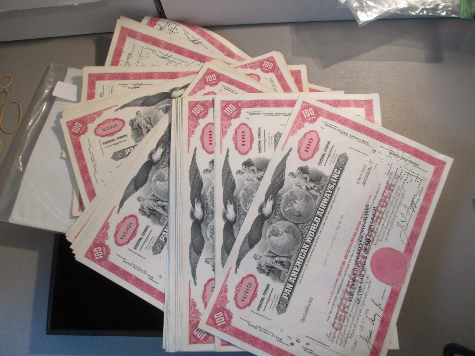 lot of 100 pan american world airways inc stock: all authenthic and original