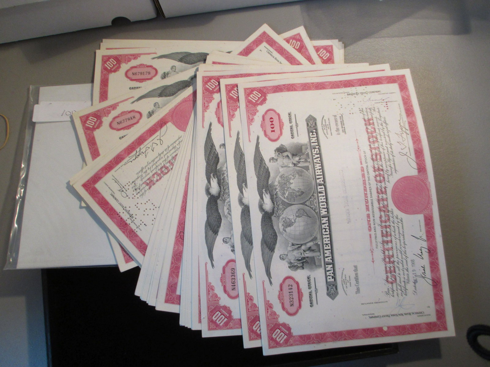 lot of 100 pan american world airways inc stock: all authenthic and original