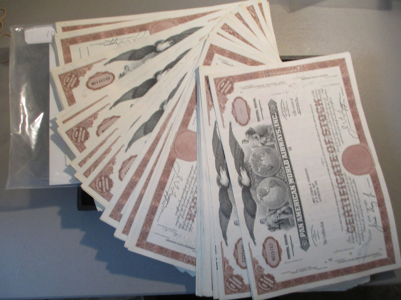 lot of 100 pan american world airways inc stock: all authenthic and original