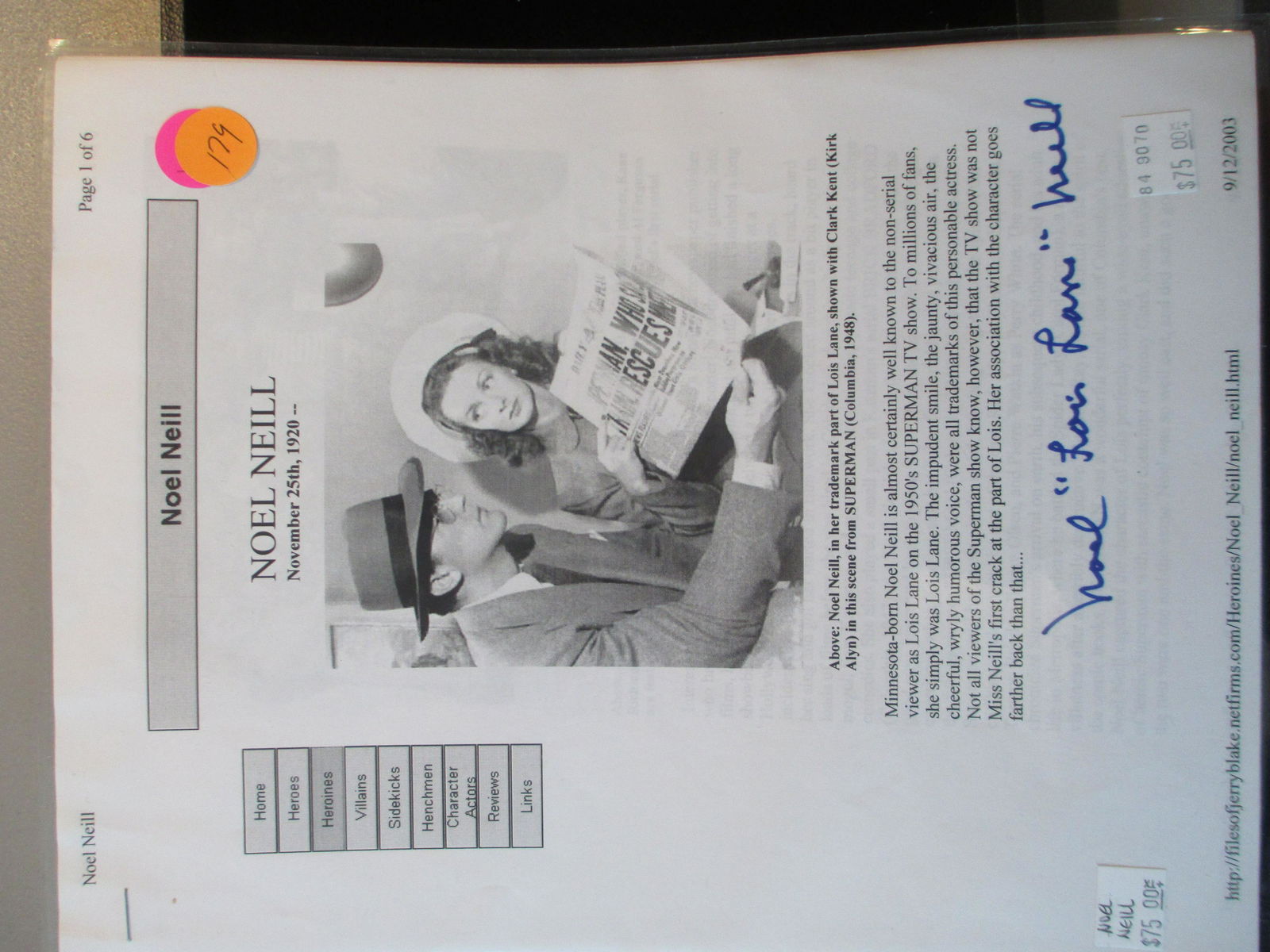 noel neill signed article (1 of 1)