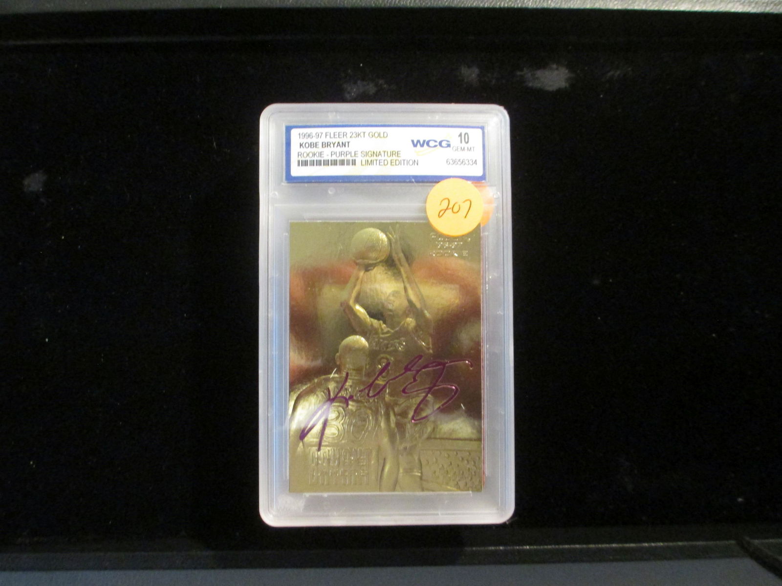 wcg graded kobe bryant rookie mint 10 purple signature (1 of 1)
