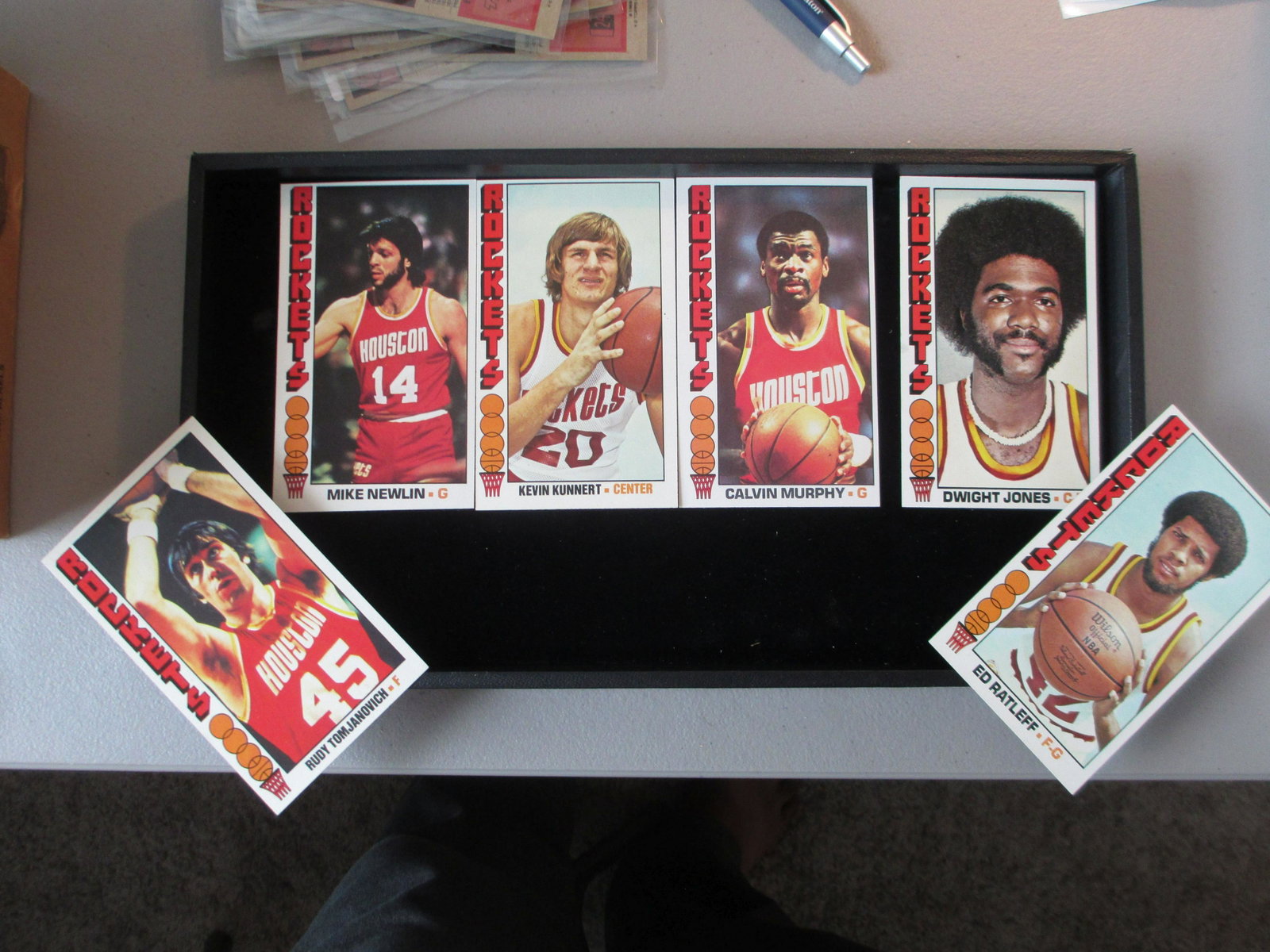 vintage large basketball cards rockets 6 card team set: vintage card