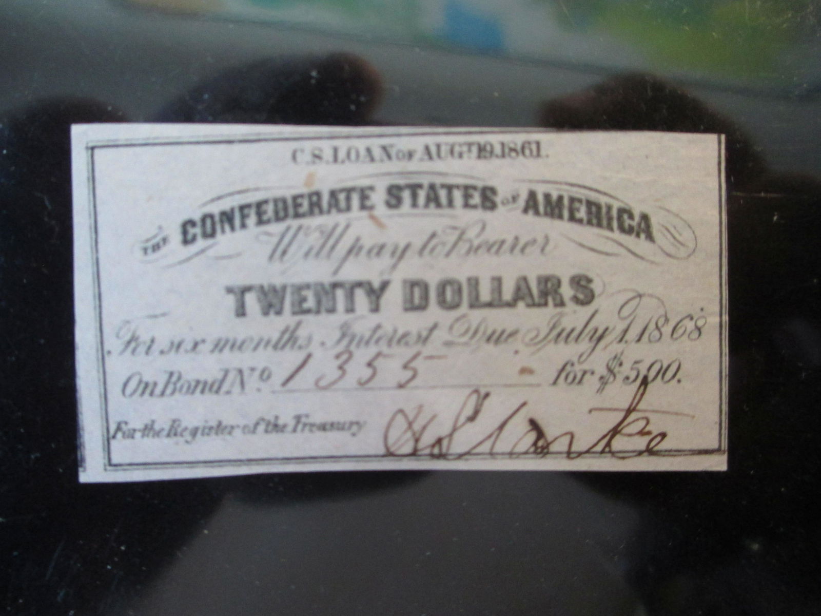 small twenty dollars confederate note 1868 (1 of 1)