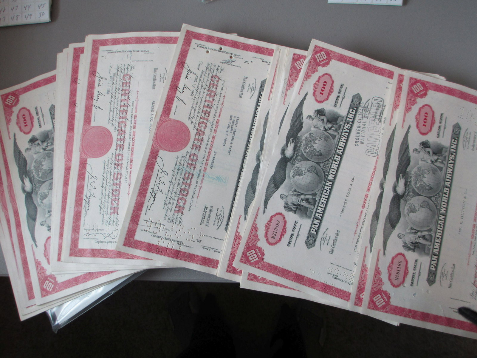 lot of 100 pan american wolrd airways,inc stock: all original and authentic