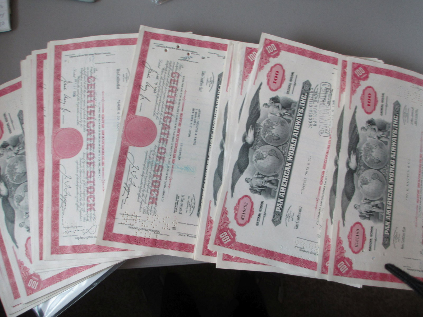 lot of 100 pan american wolrd airways,inc stock: all original and authentic
