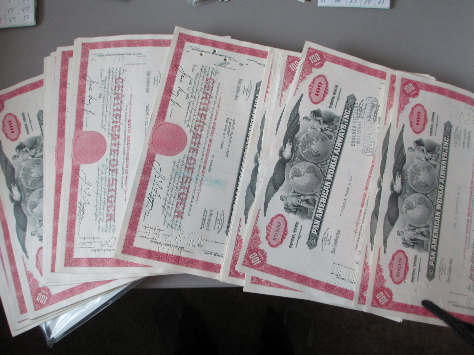 lot of 100 pan american wolrd airways,inc stock: all original and authentic