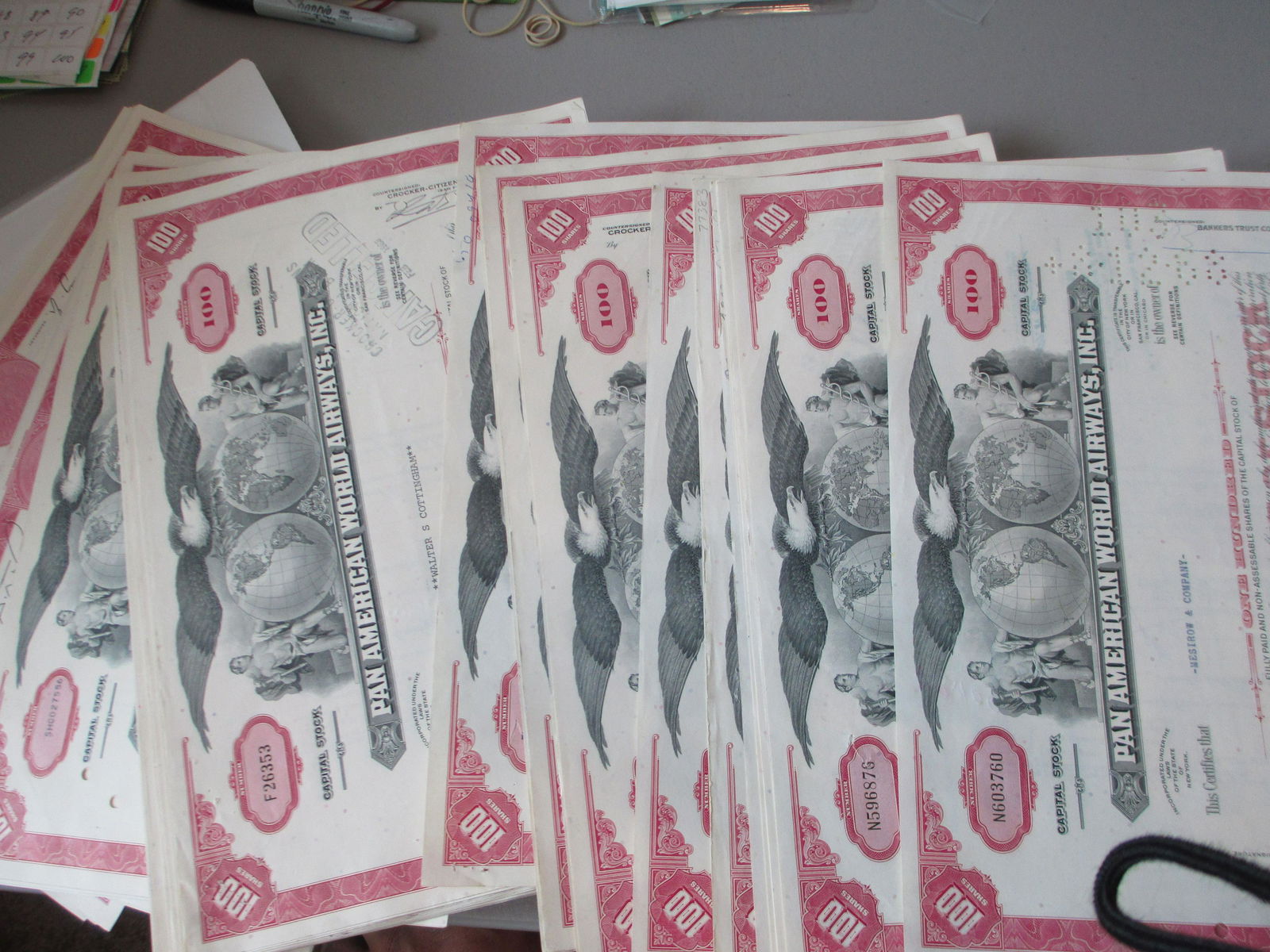 lot of 100 pan american world airways inc stock (1 of 1)