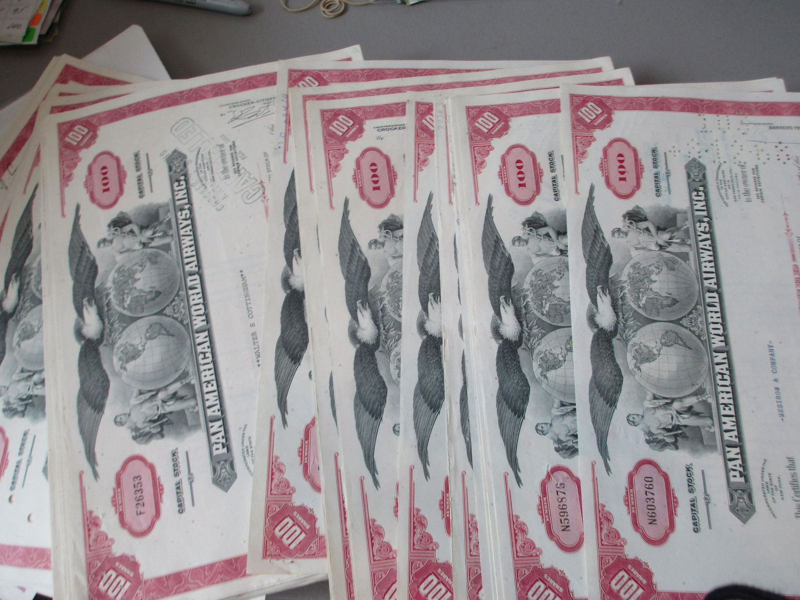 lot of 100 pan american world airways inc stock (1 of 1)