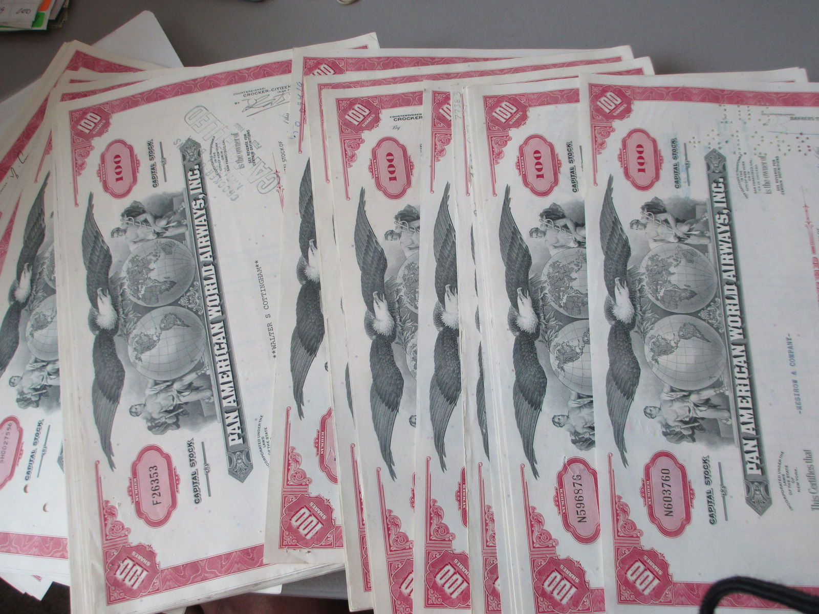 lot of 100 pan american world airways inc stock (1 of 1)