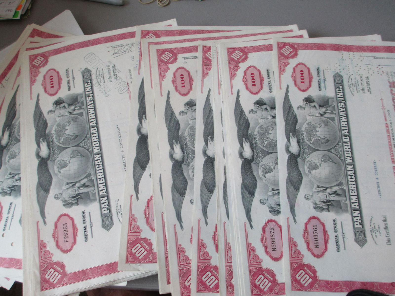 lot of 100 pan american world airways inc stock (1 of 1)