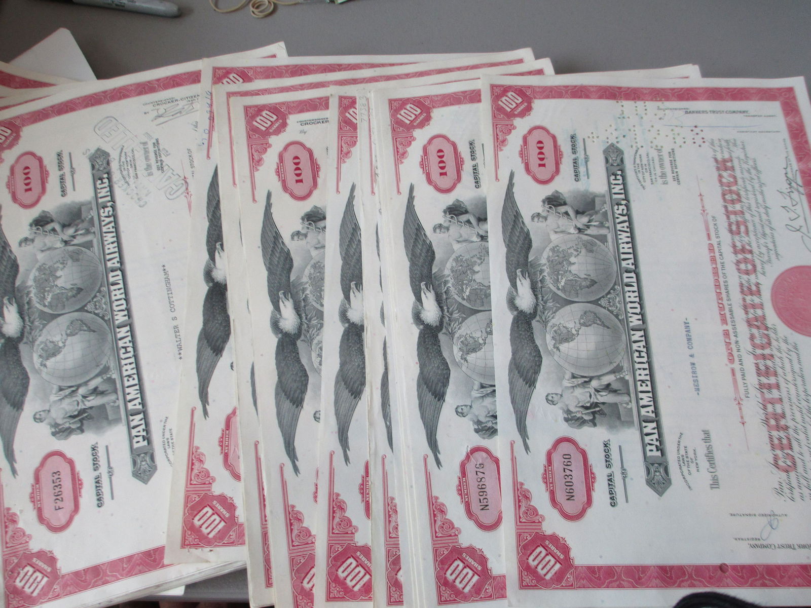 lot of 100 pan american world airways inc stock (1 of 1)