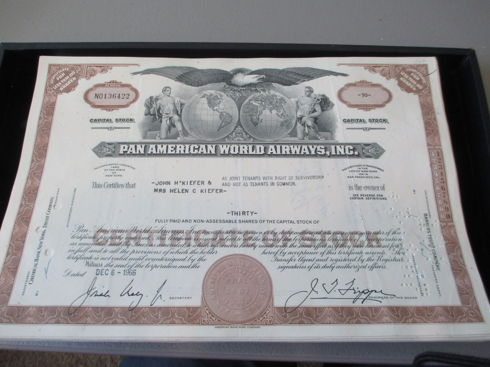 pan american world airways inc stock certificate (1 of 1)