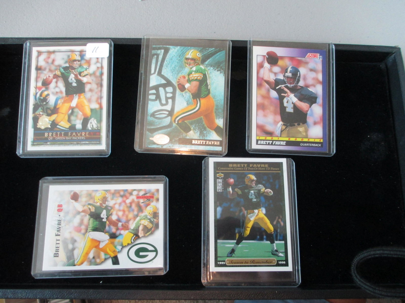 lot of 5 brett favre green bay packers cards: all time great