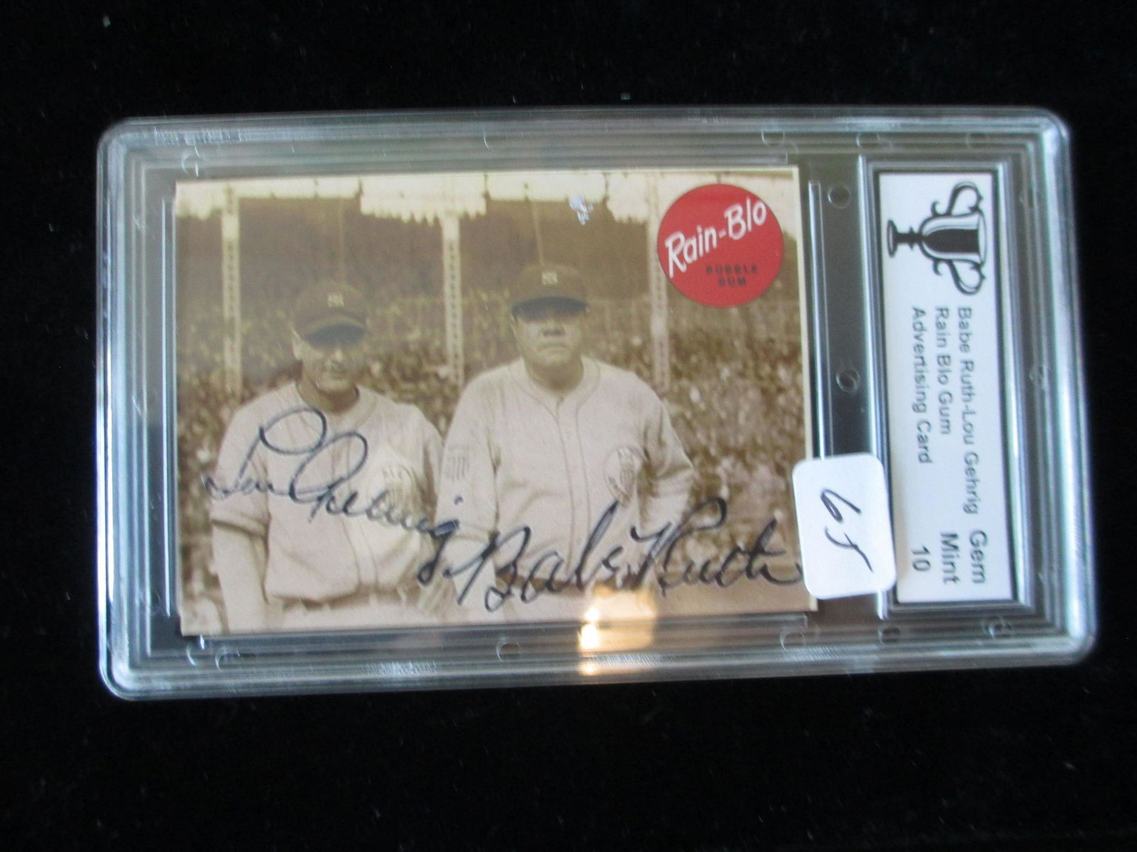 trophy graded mint 10 babe ruth,lou gehrig,and signed (1 of 1)