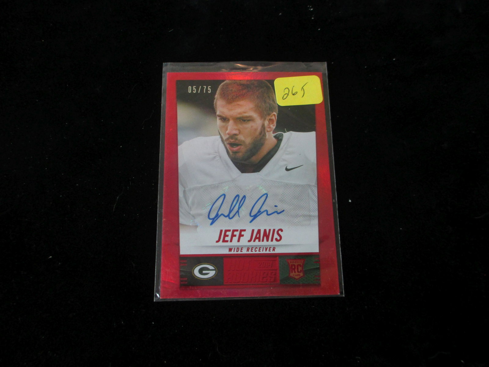 jeff janis signature card numbered 05/75: packers