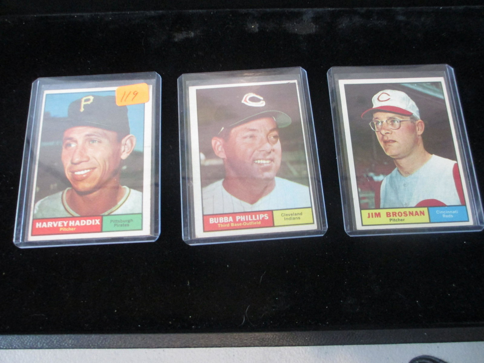 harvey haddix,bubba phillips,jim brosnan: vintage card lot