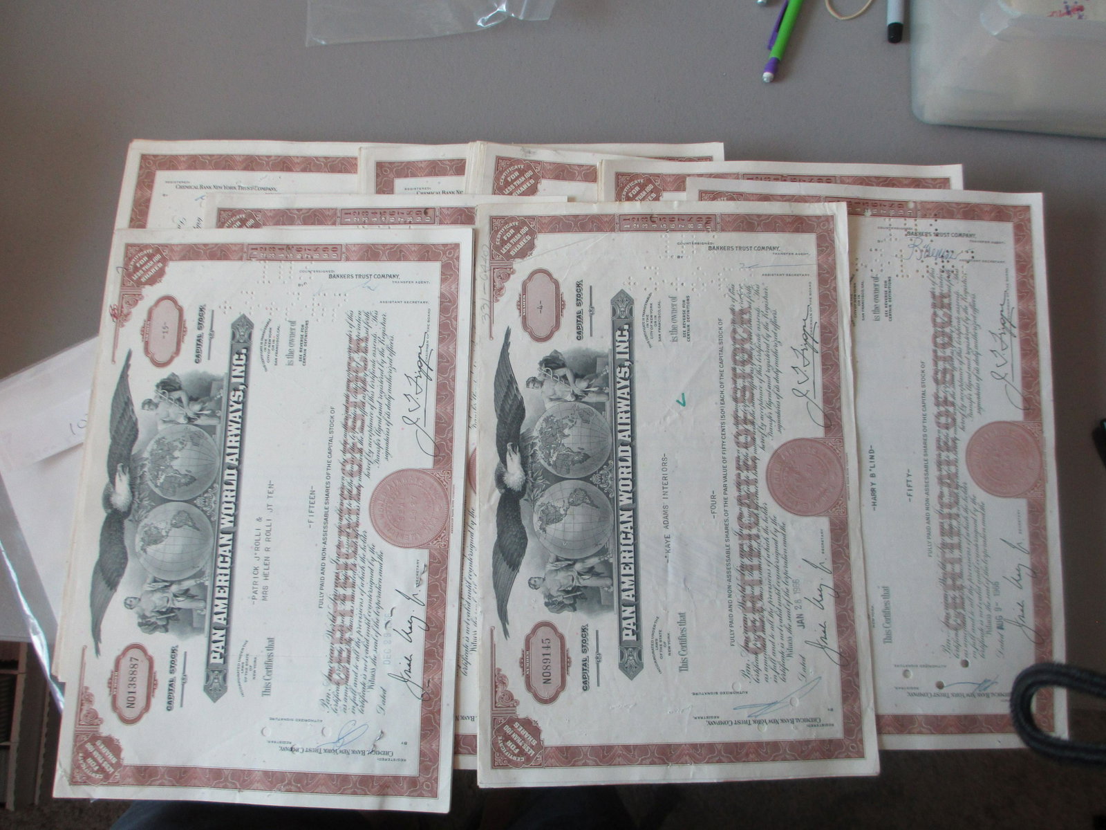lot of 100 pan american world airways inc stock: all authentic and origninal