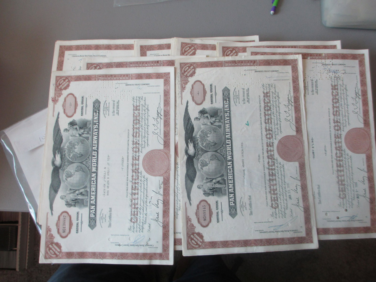 lot of 100 pan american world airways inc stock: all authentic and origninal