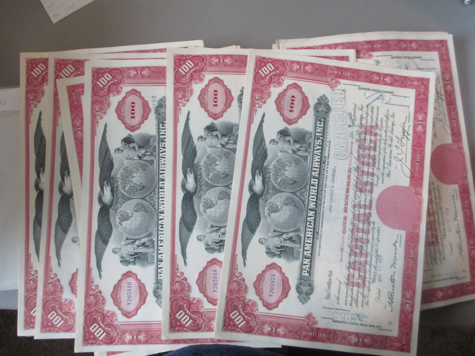 lot of 100 pan american world airways stock: massive hoard lot