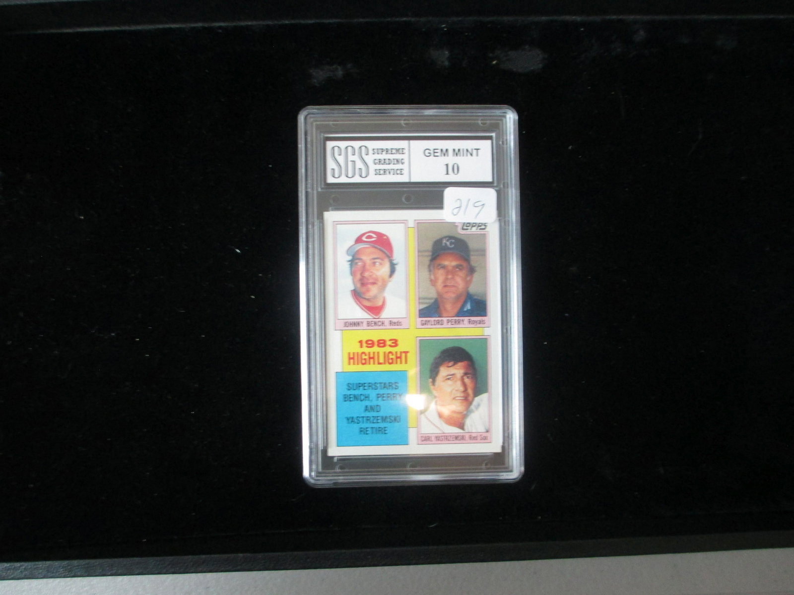 sgs graded johnny bench,carl yastrzemski,gaylord perry: vintage graded card