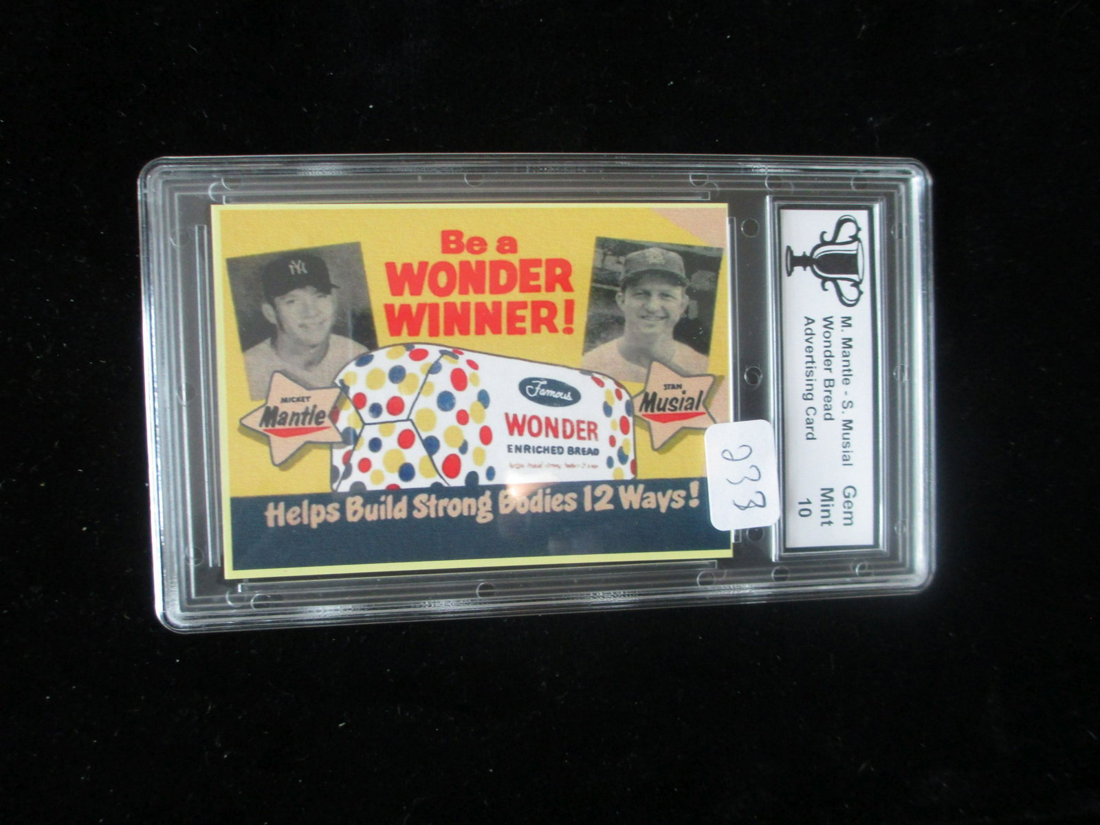 trophy graded mickey mantle,stan musial wonder bread: a nice graded card
