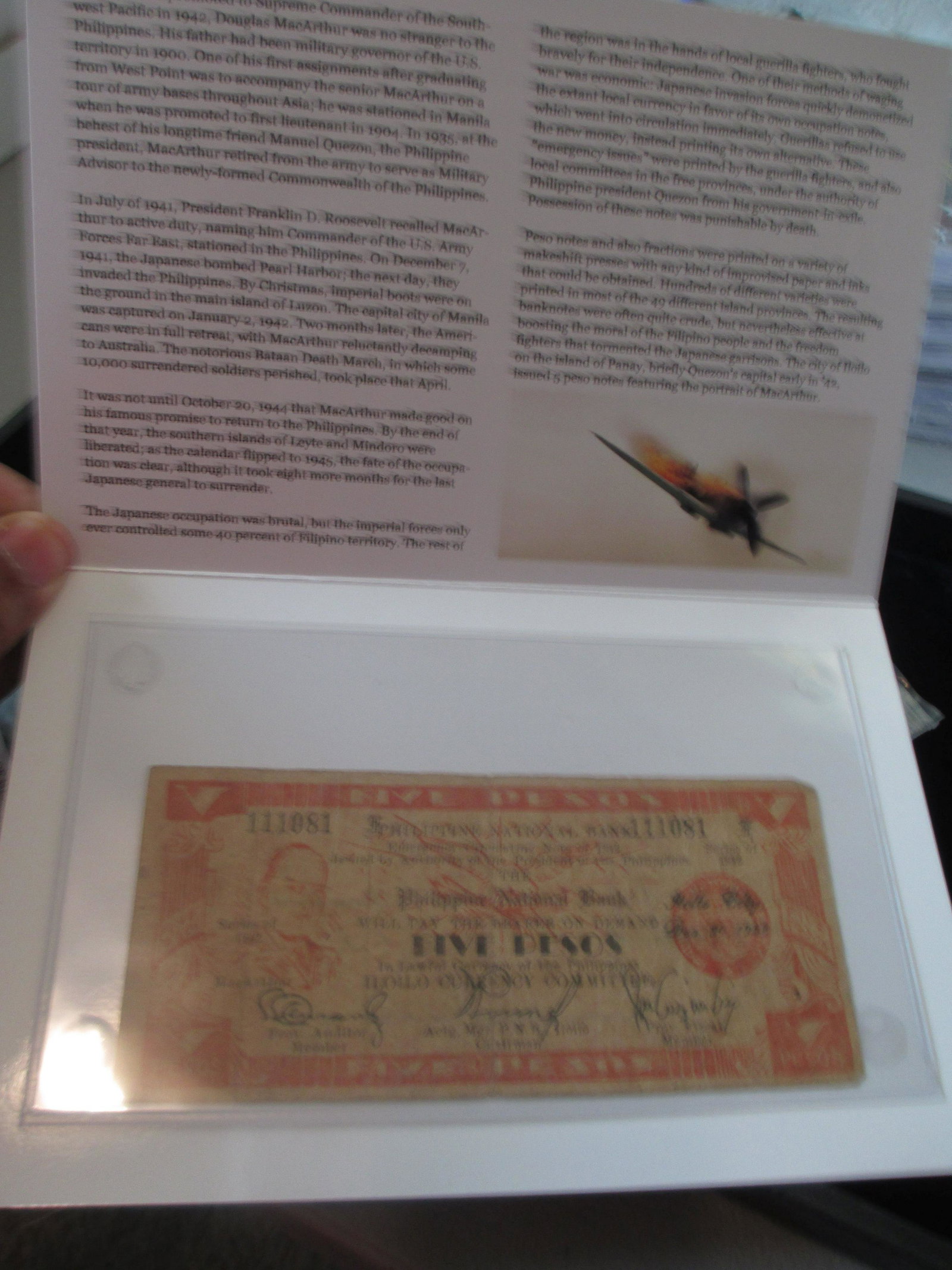 genuine five psoso general macarthur gorilla money: in nice informational sleeve