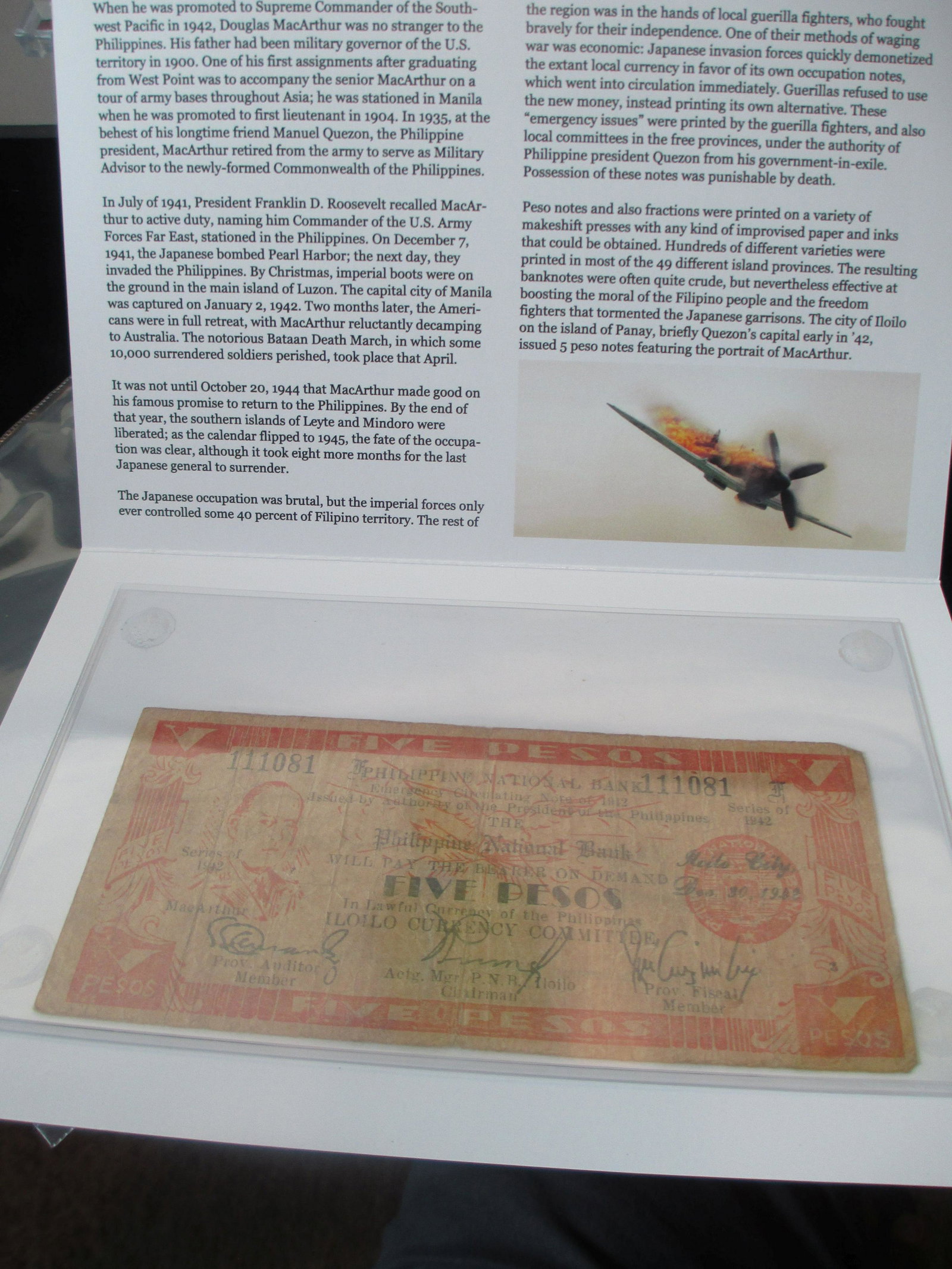 genuine five psoso general macarthur gorilla money: in nice informational sleeve
