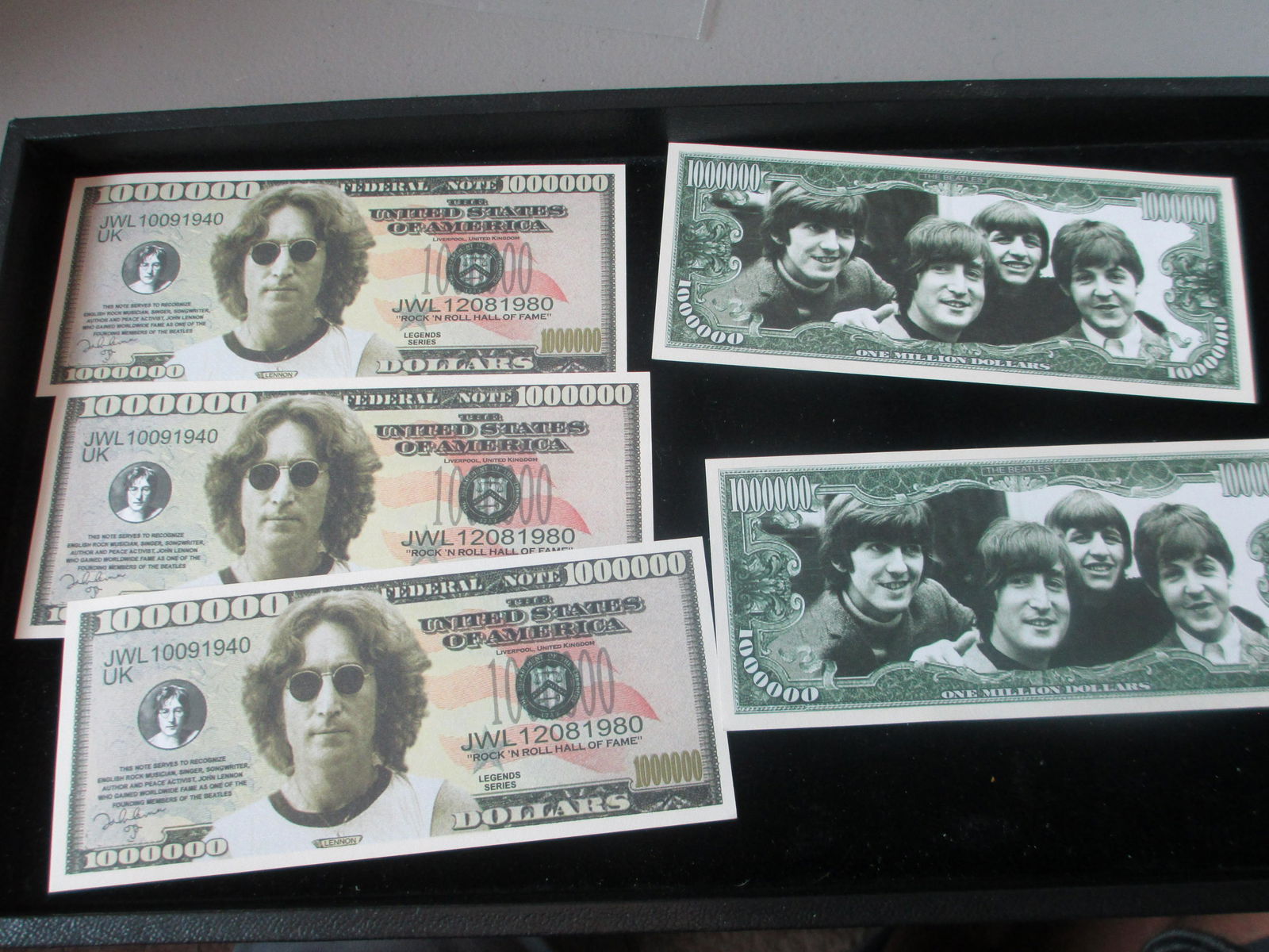 lot of 5 novelty beatles cards: novelty