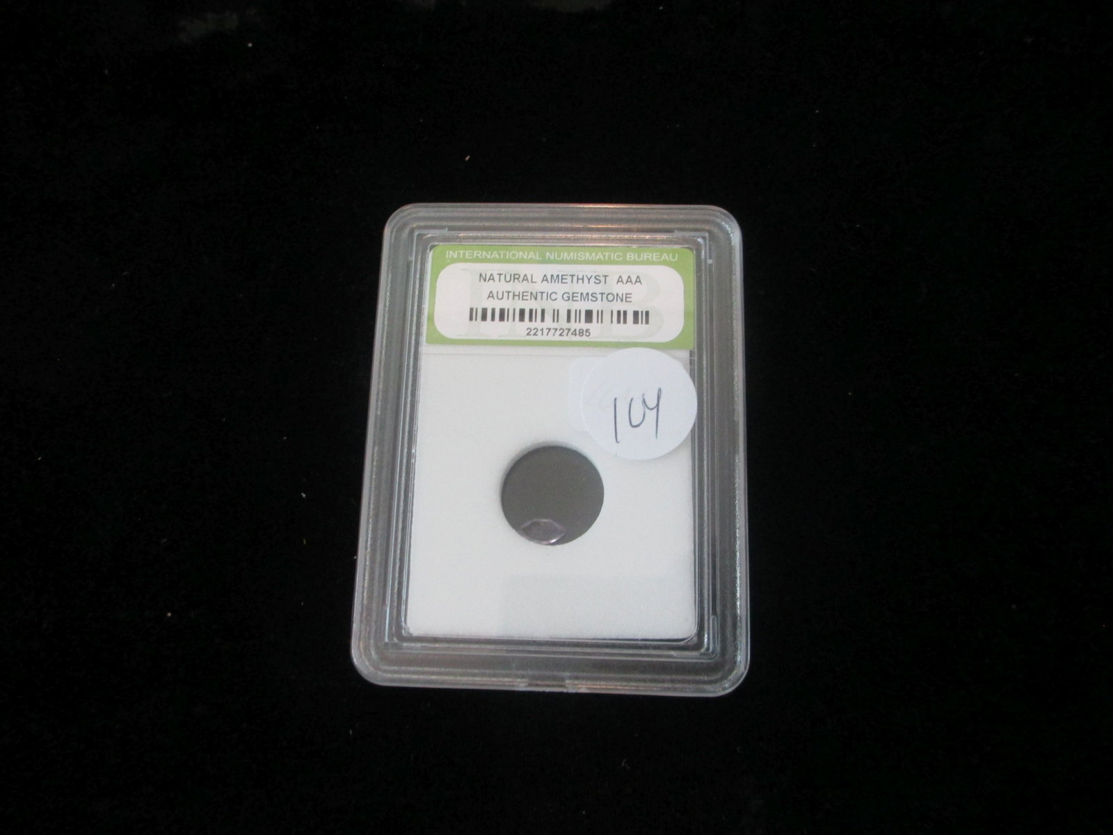 international numismatic bureau graded natual amethyst: authentic gemstone