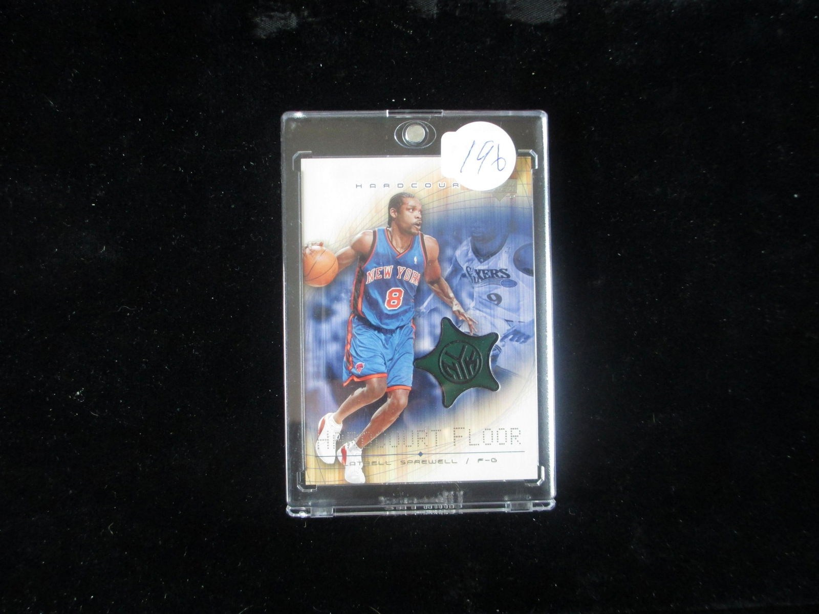 latrell sprewell piece of game used floor card (1 of 1)