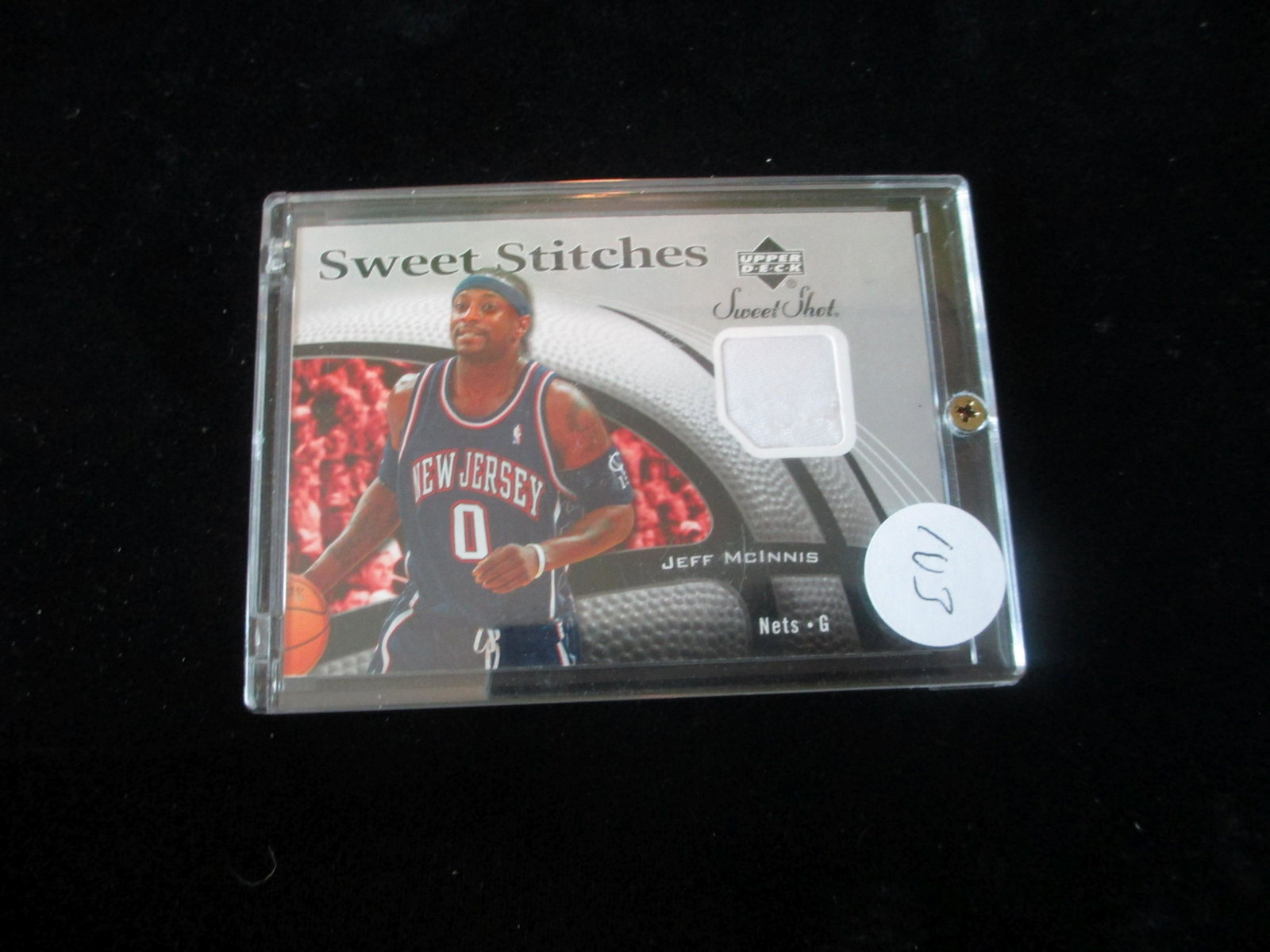 jeff mcinnis jersey card: in hard plastic screwdown holder
