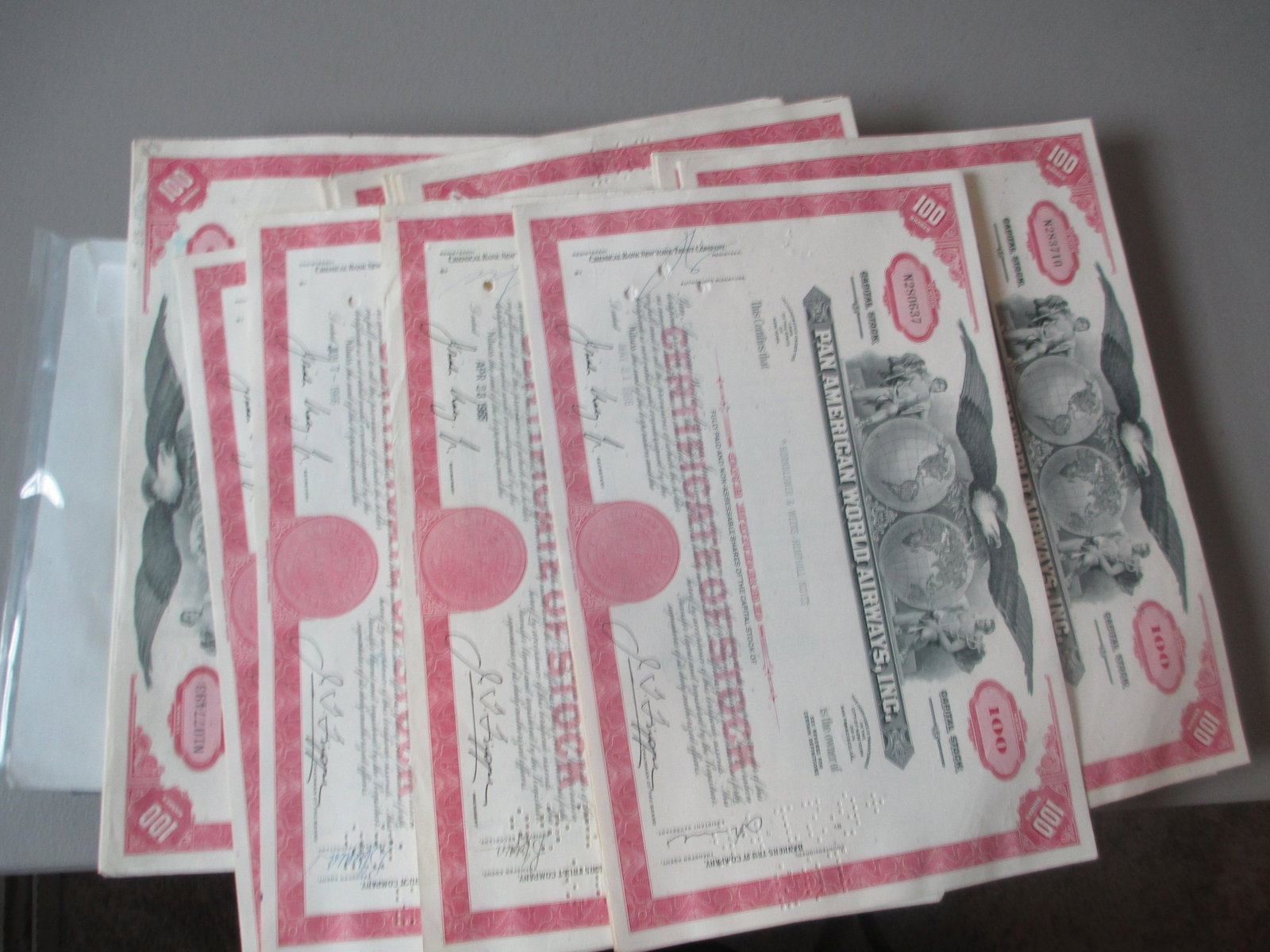 lot of 100 pan american world airways inc stock: rare lot
