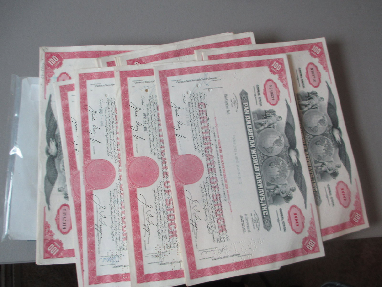 lot of 100 pan american world airways inc stock: rare lot
