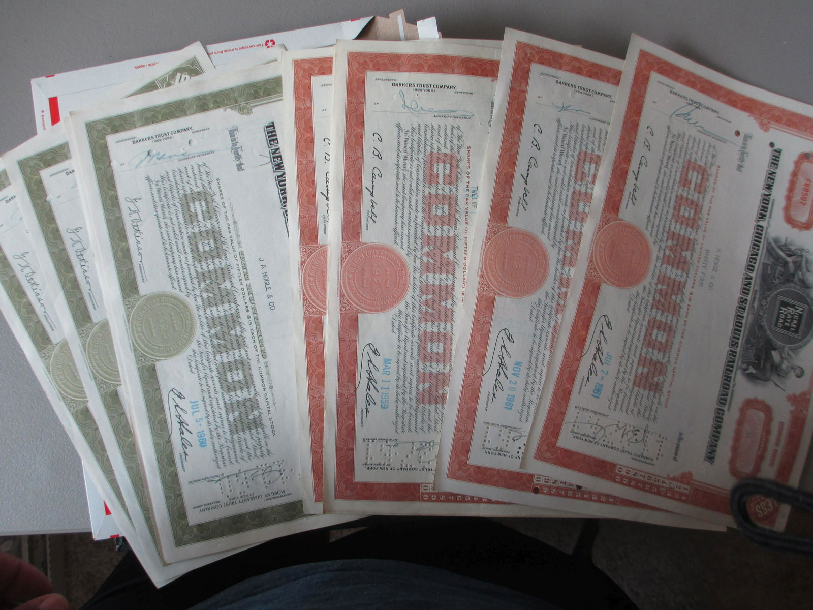 lot of 10 railroad stock certificates (1 of 1)