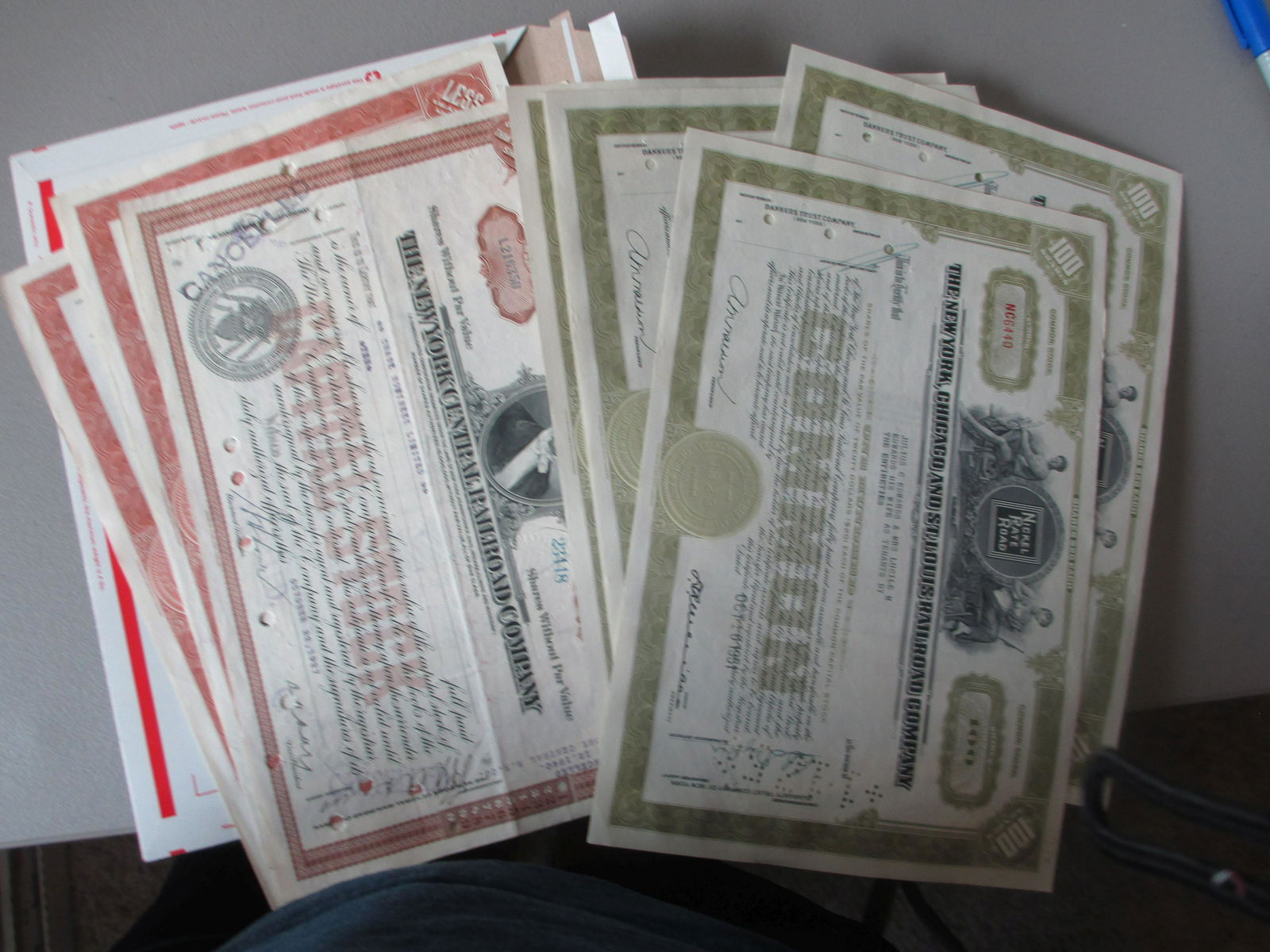 lot of 10 railroad stock certificates (1 of 1)