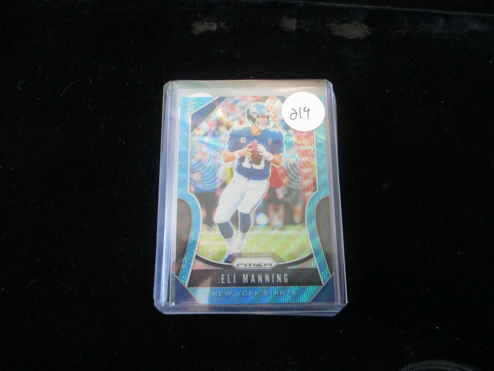 eli manning prizm card: in top loaded sleeve