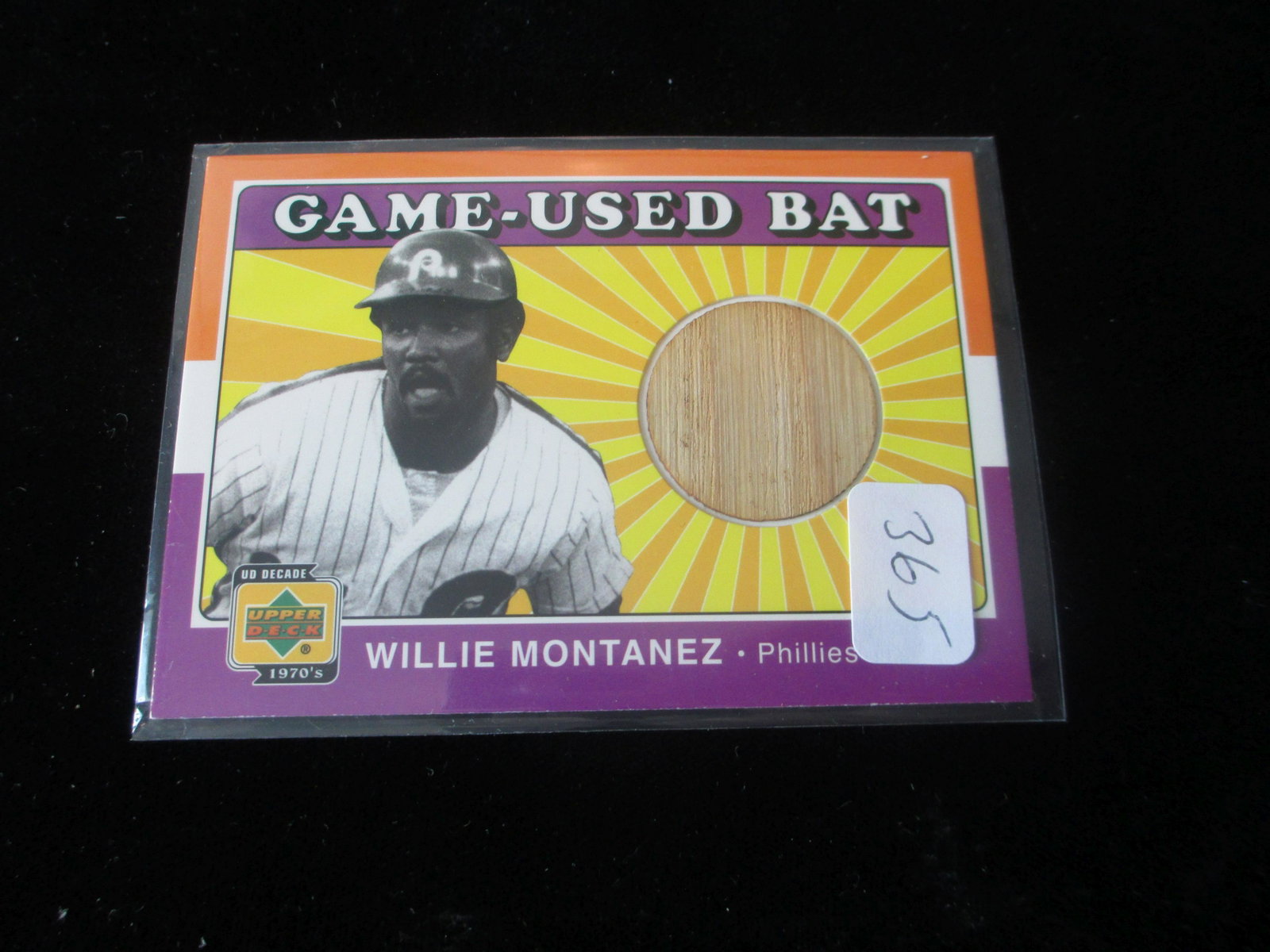 willie montanez game used bat card: phillies