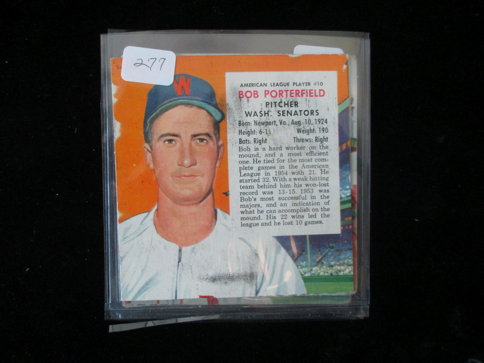 1955 redman bob porterfield vintage card (1 of 1)