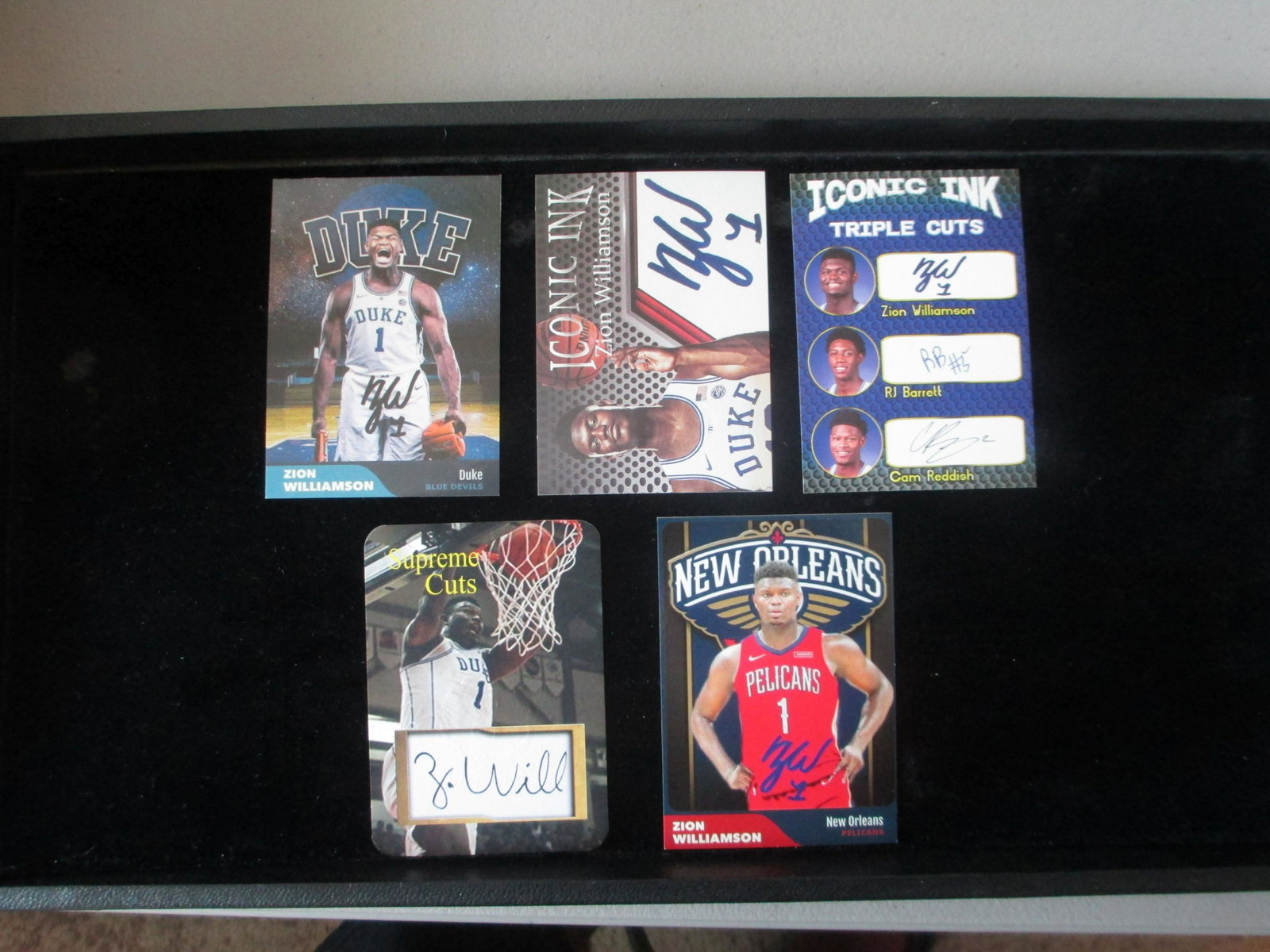 lot of 5 zion williamson facsimile autos: #1 overall pick
