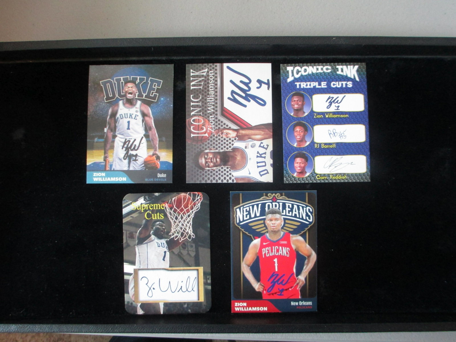 lot of 5 zion williamson facsimile autos: #1 overall pick