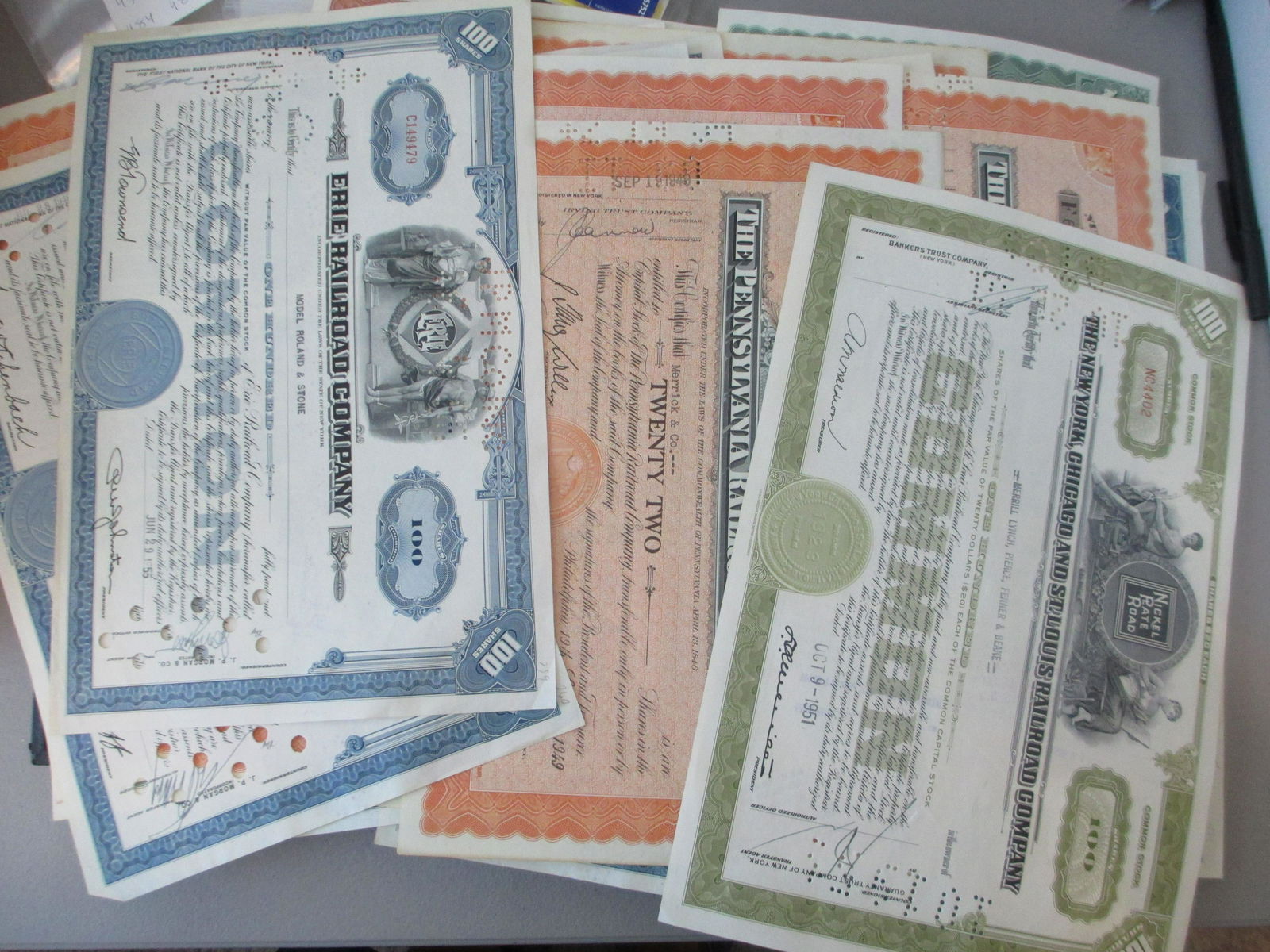 lot of 20 railroad stock certificates (1 of 1)