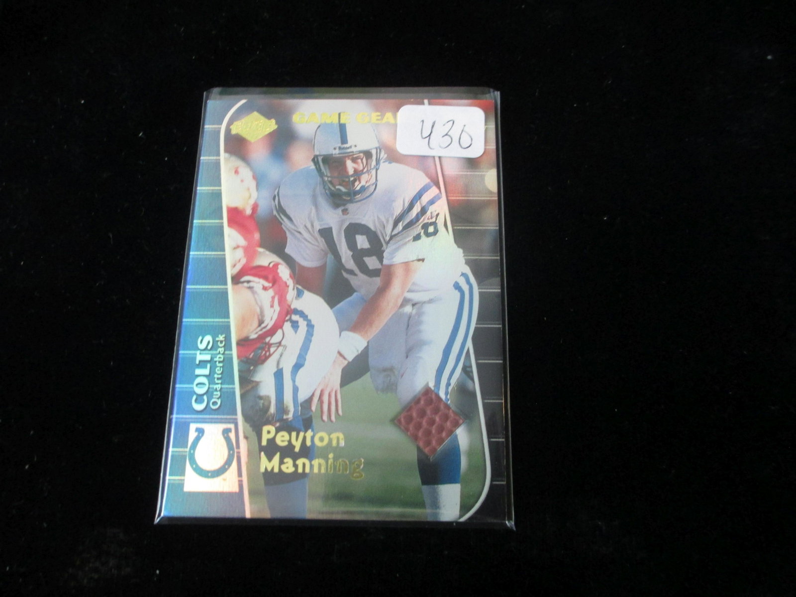 peyton manning game used football card piece of: colts
