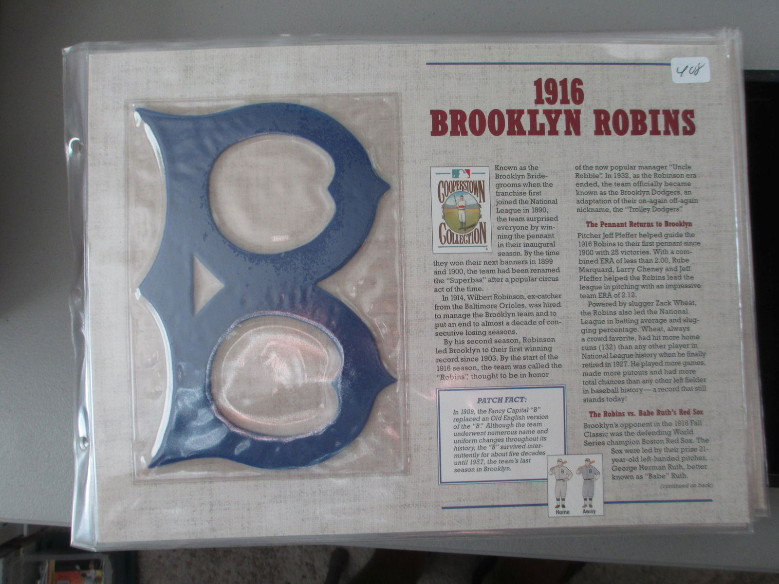 vintage large patch 1916 brooklyn robins (1 of 1)