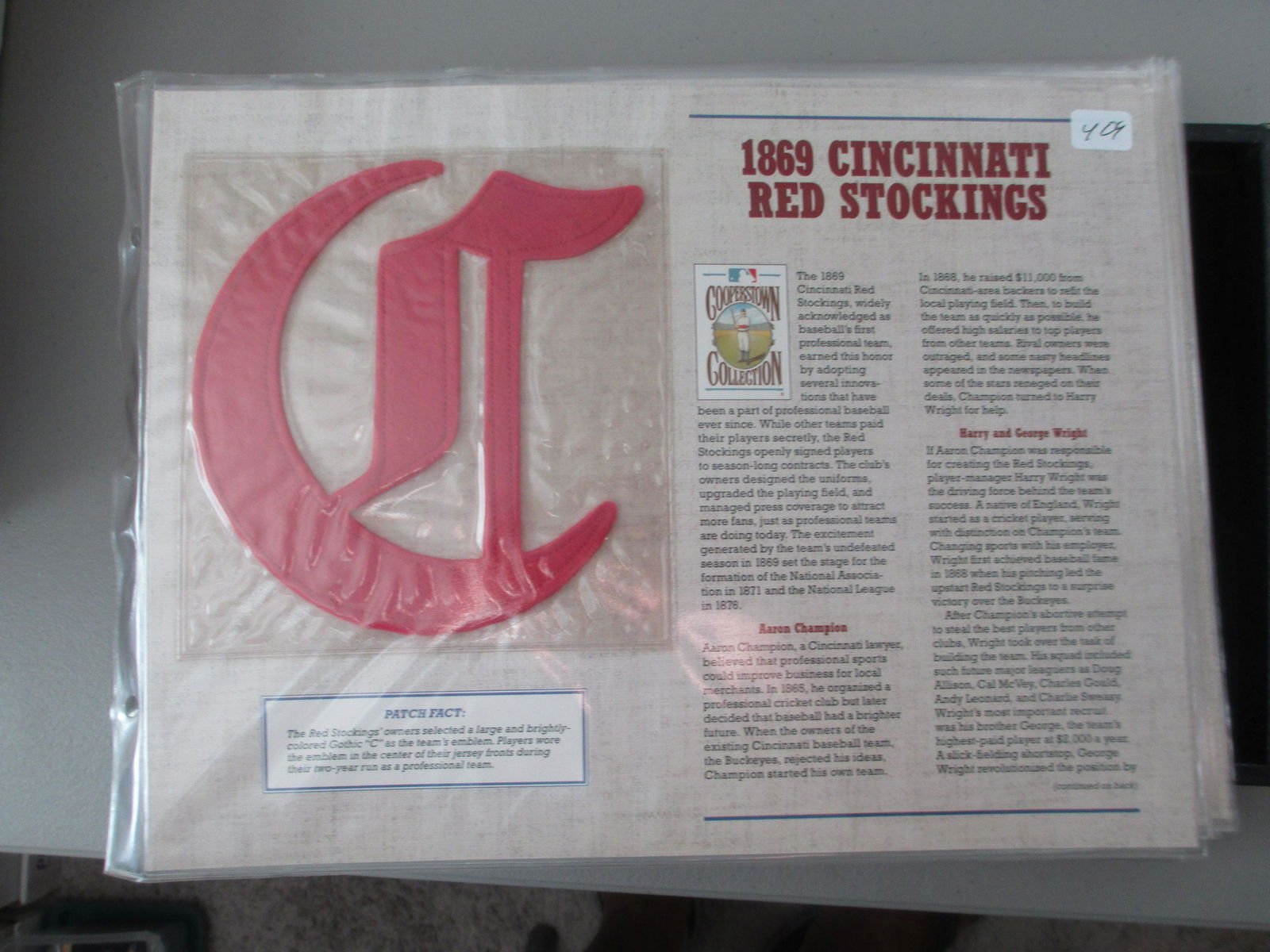 vintage large patch 1869 cincinnati red stockings (1 of 1)
