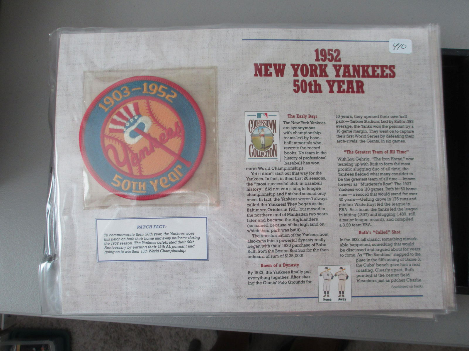 vintage large patch 1952 new york yankees 50th year (1 of 1)