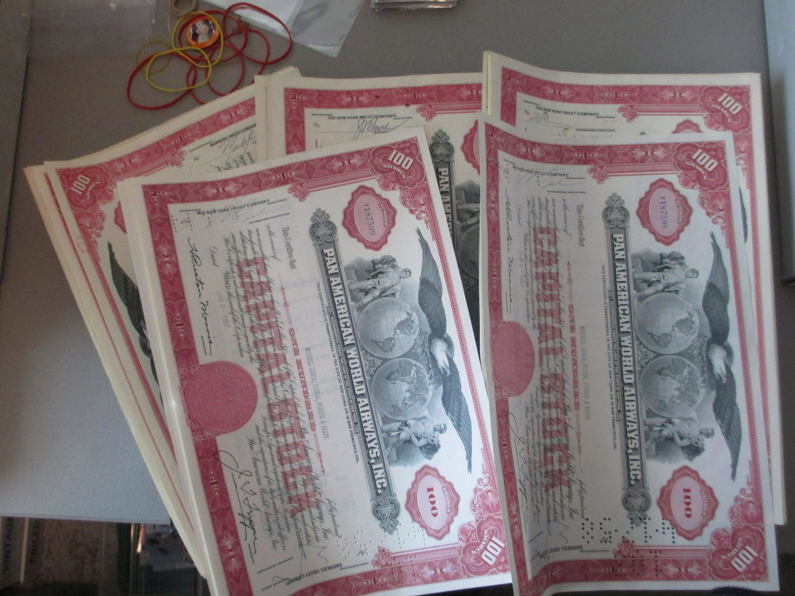 lot of 100 pan american world airways inc stock: rare hoard