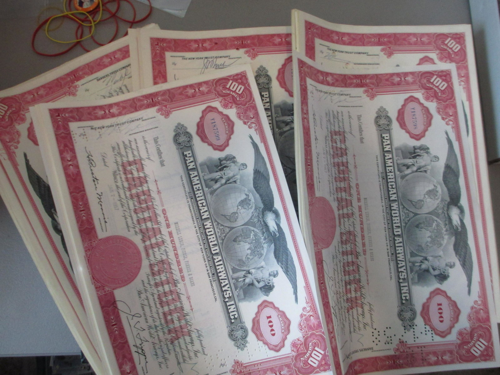 lot of 100 pan american world airways inc stock: rare hoard