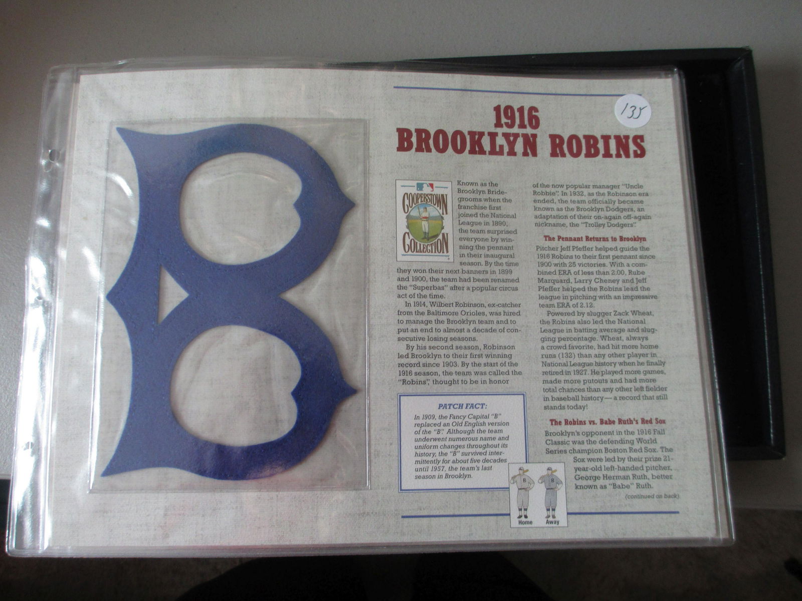 rare patch on card 1916 brooklyn robins (1 of 1)